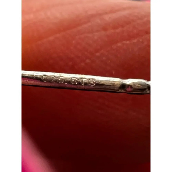 Red garnet and white topaz teardrop sterling silver post earrings - Picture 6 of 8